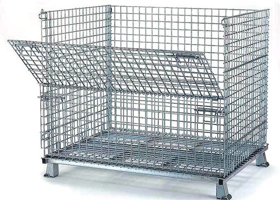 Warehouse Stackable Logistics Rigid ODM Collapsible Wire Container Powder Coated
