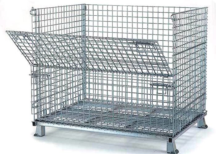Warehouse Stackable Logistics Rigid ODM Collapsible Wire Container Powder Coated