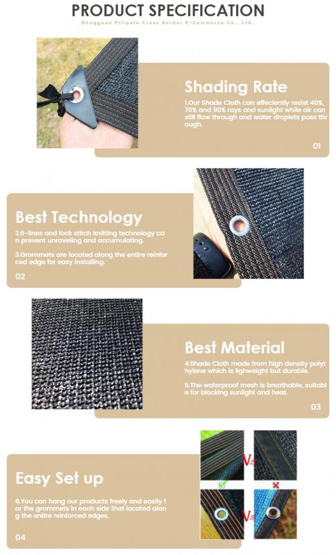 90% Reinforced Grommets Greenhouse Shade Cloth For Pool Patio 1